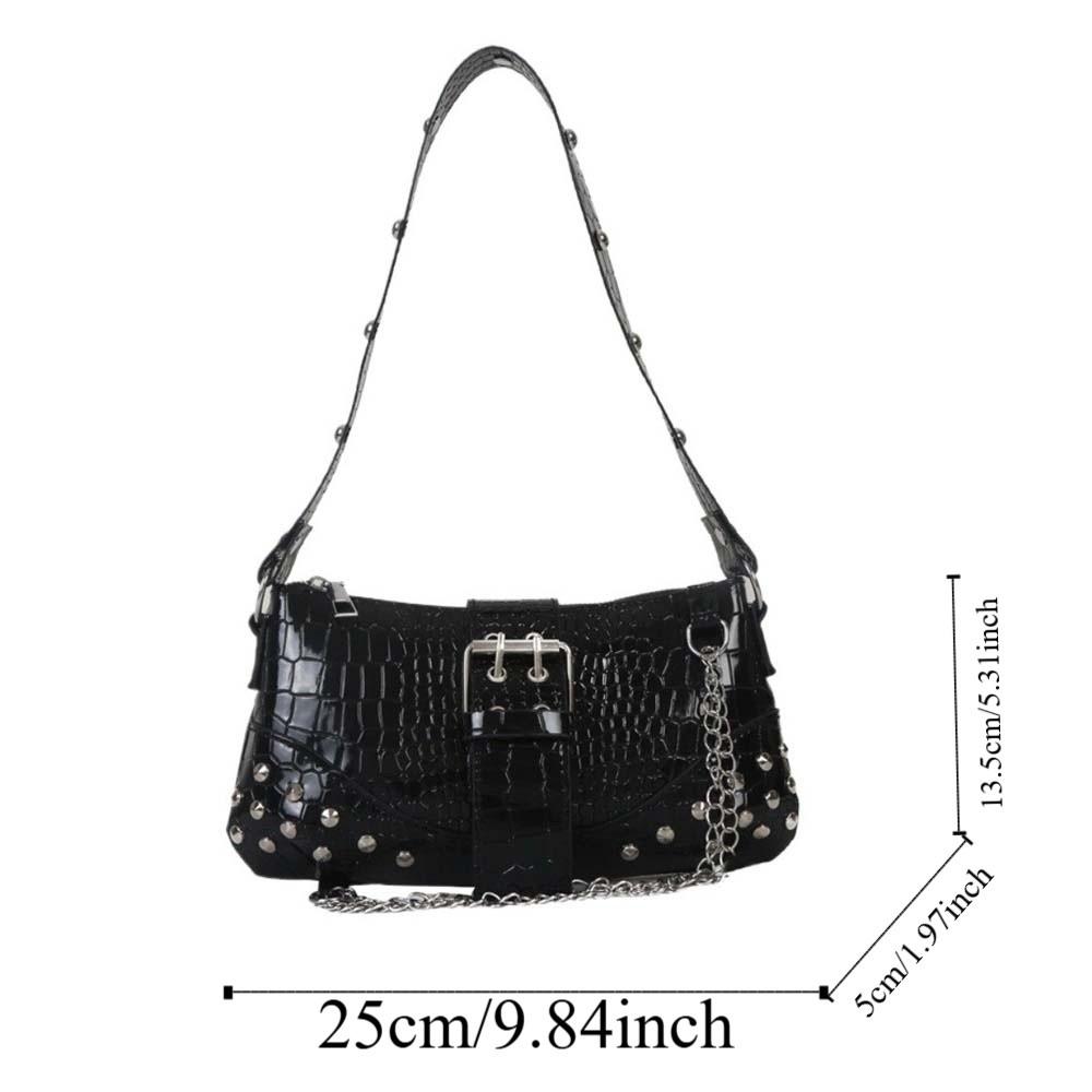 Y2K Crocodile Underarm Bag Korean Style Texture Shoulder Bag Shopping PU Rivet Chain Handbag  Girls