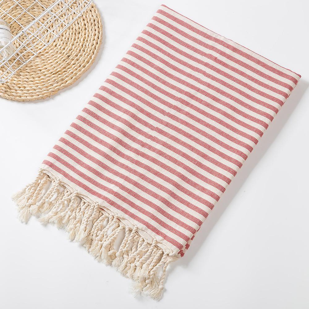 Customized 100% Cotton Hamam Beach Towel Striped Turkish Tassel Printed Adult Sports Logo Bath Swim Travel Quick-Dry All-Season