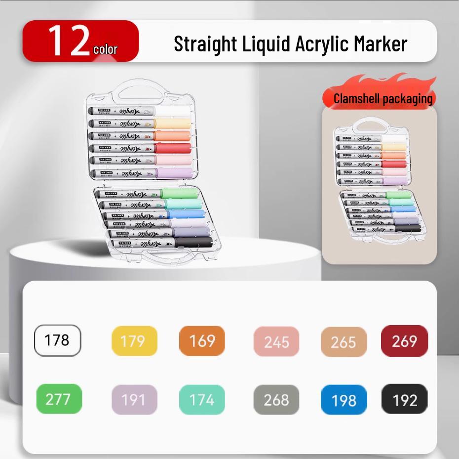 

Jin Zhi Liquid Acrylic Marker Pen, Soft Tip, Non-Bleeding, Stackable Colors for Primary School Art