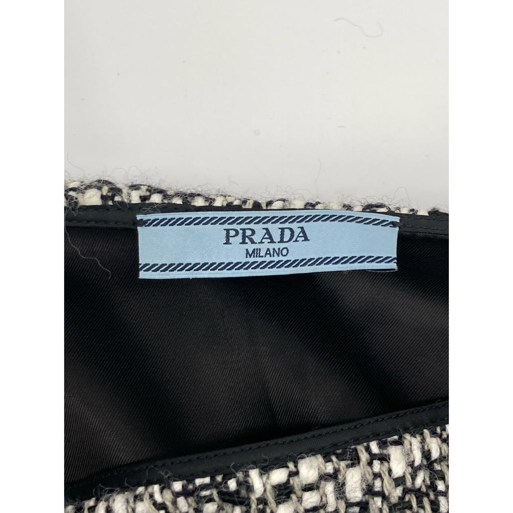 PRADA Black x White Tweet Mini Skirt skirt 38 Black WhiteUsed
