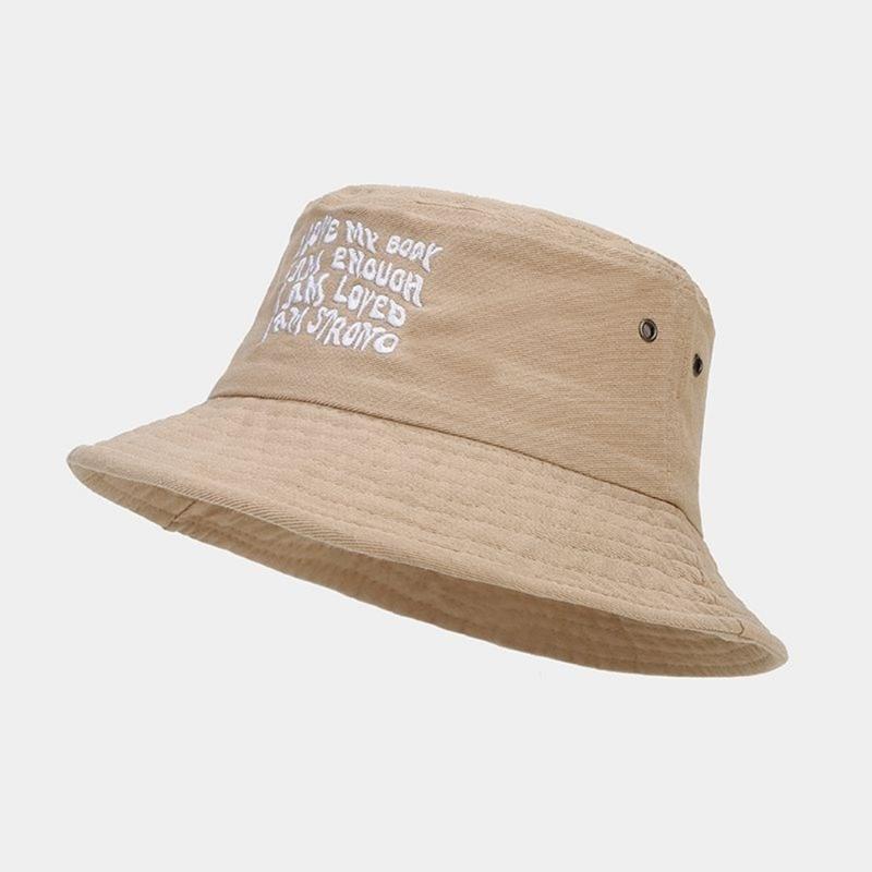Embroidery Bucket Hat for Adult Outdoor Breathable Summer Spring Fisherman Hat