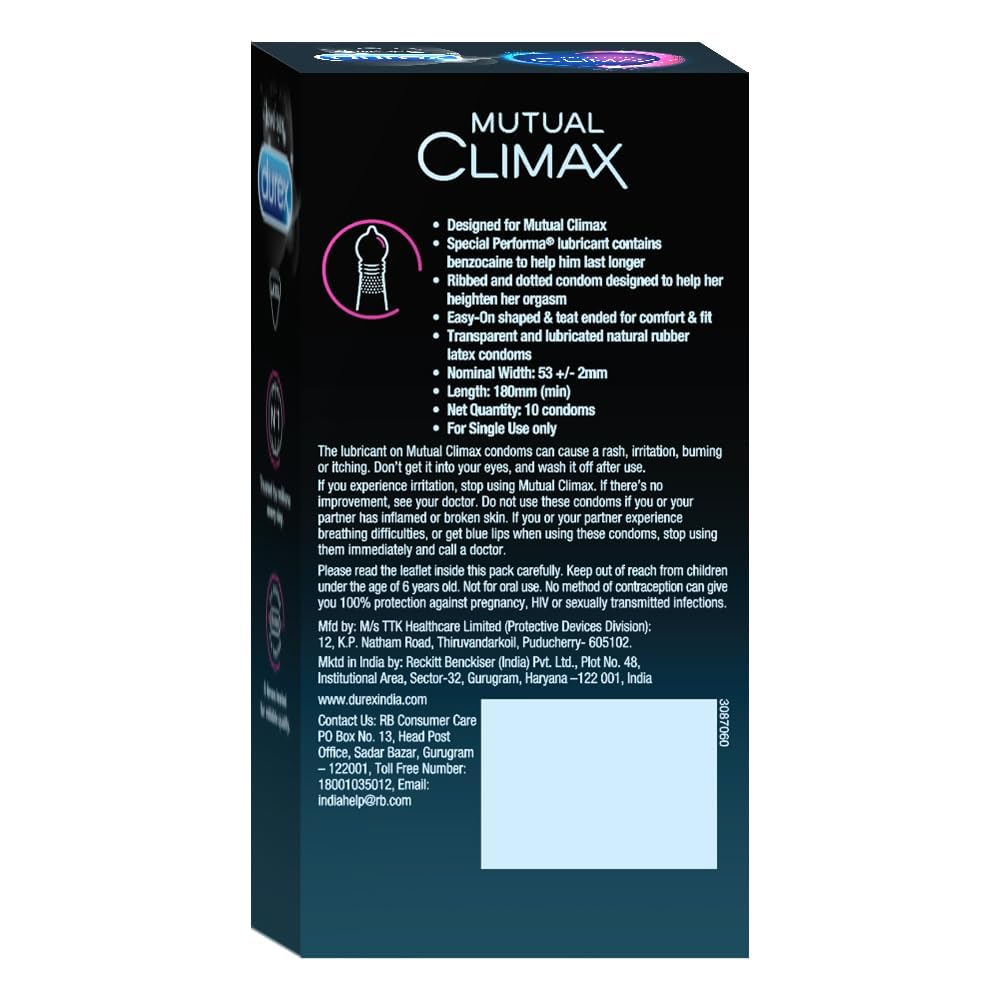 Durex Mutual Climax Condoms for Men & Women | Dotted | - 10 Count (Pack of 2)