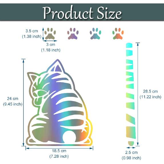 Funny Cat Rear Window Wiper Decal Waving Tail Stickers Cute Animal Moving Tail Rear Window Sticker Windshield Wiper Decal, Holographic Laser Cat
