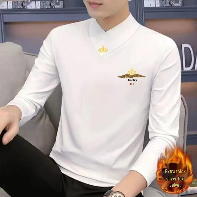 Men's Slim Fit V-Neck Fleece-Lined Sweatshirt - Warm Autumn/Winter Layer