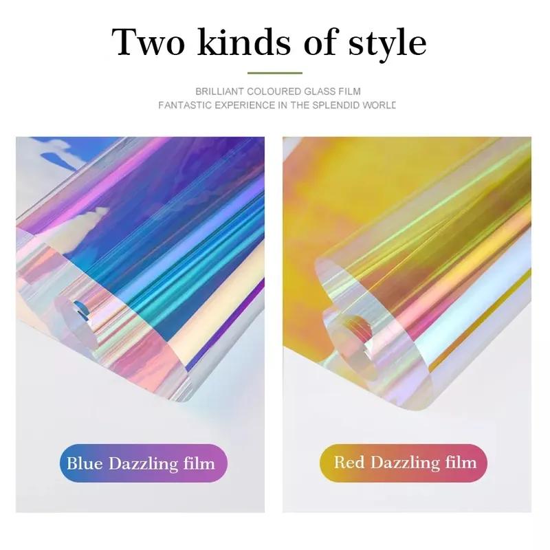 Chameleon Dichroic Building Glass Window Tint UV Cut Colorful Decorative Window Film for Mall Office Self Adhesive Stained Glass