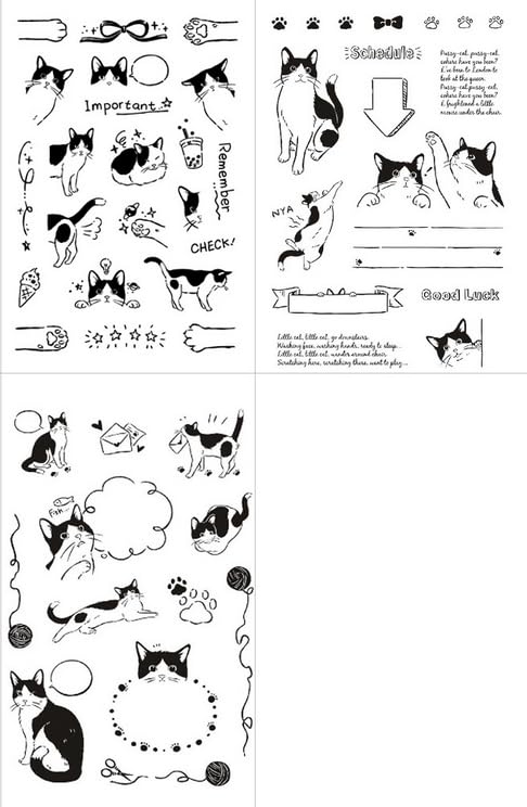 seimeinoki Clear Set of Transparent for Planner Letter Handmade DIY for and Embossing Stamps, Cat, 3, Silicone, Stamps, Making, Decoration, Crafts,