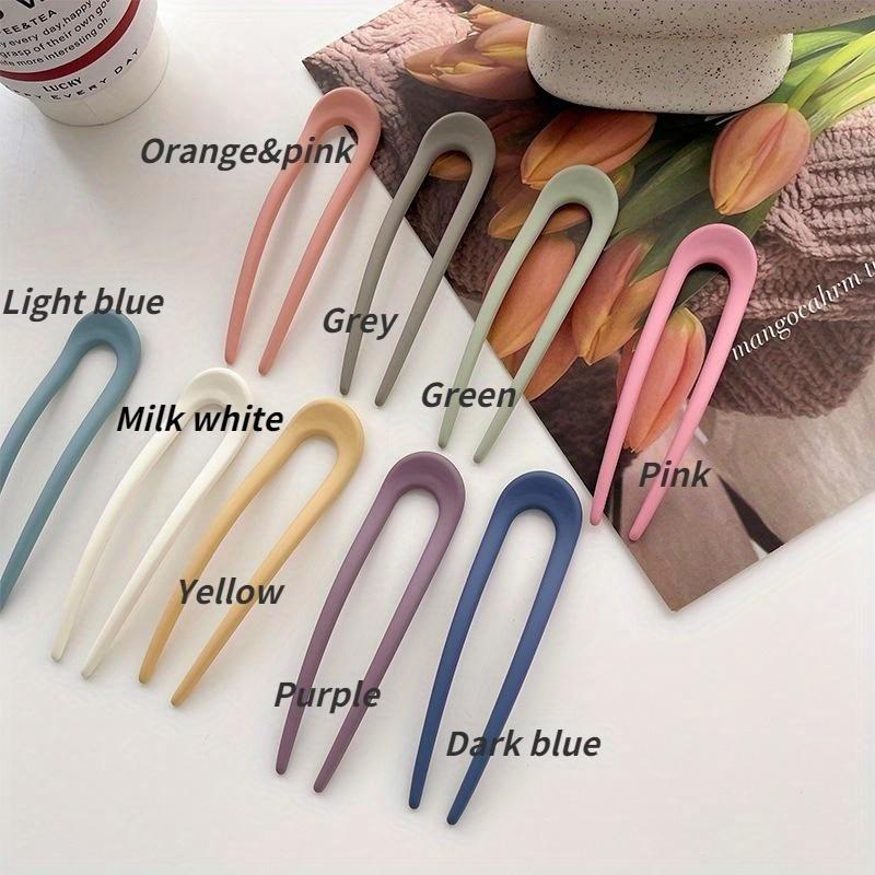 Fashion Candy Color Hair Sticks for Women Shell Hair Clip Pins 1pcs Minimalist U Shape Girls Hairpins Hair Bun Maker Headwear