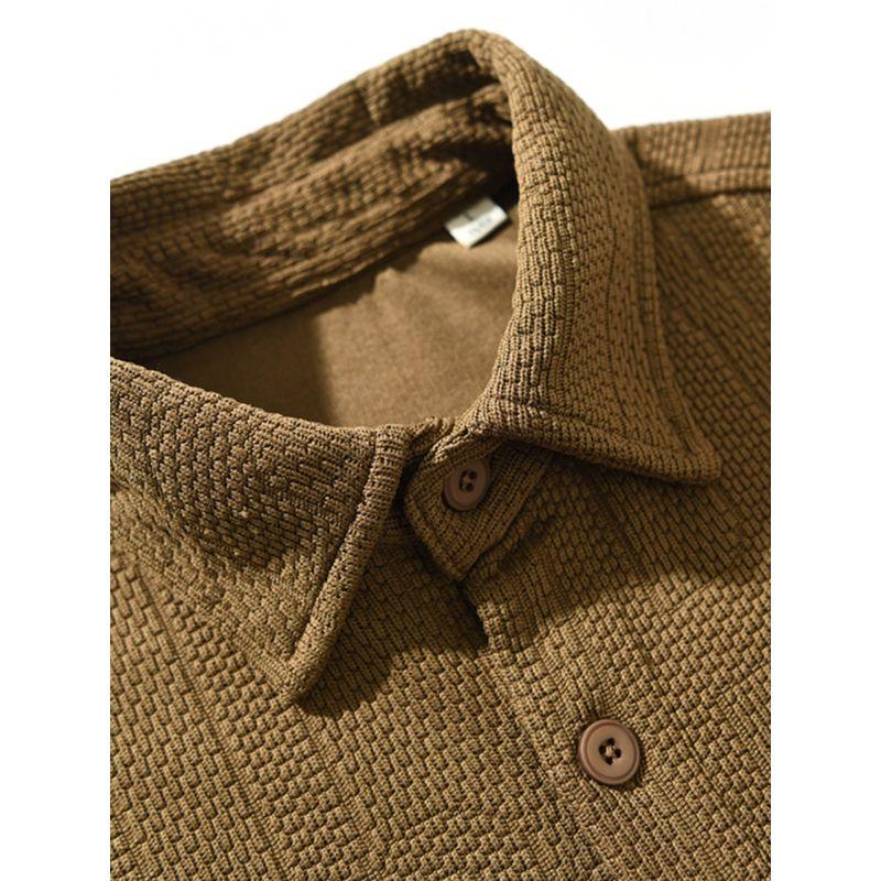 2025 New Knitted Long-Sleeved Shirt for Men, Thickened, Loose, Casual, Soft, Japanese Retro Workwear Shirt Jacket