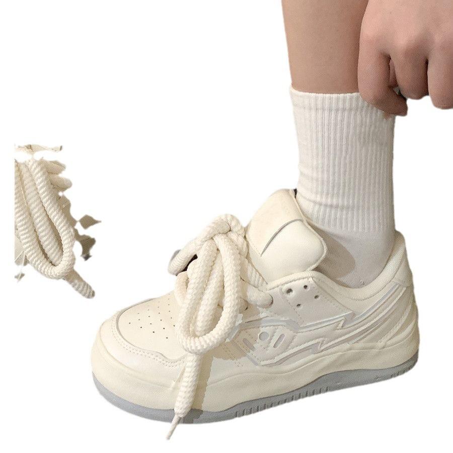 High-value Guochao bread little white shoes, new wavy soles, high street leisure student sports shoes, summer