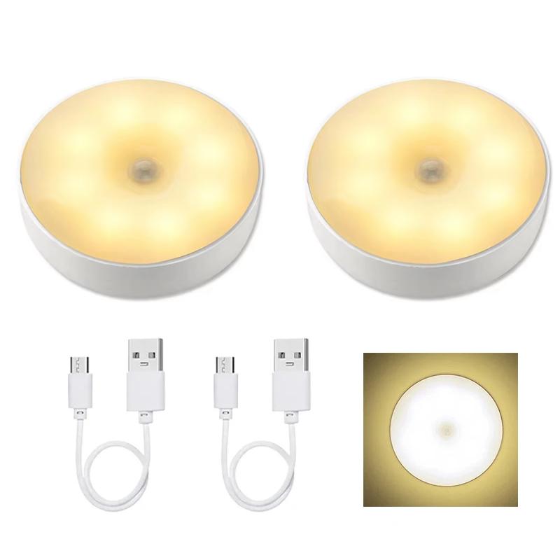 Motion Sensor LED Night Light USB Rechargeable Night Lamp For Kitchen Cabinet Wardrobe Lamp Staircase Wireless Closet Light