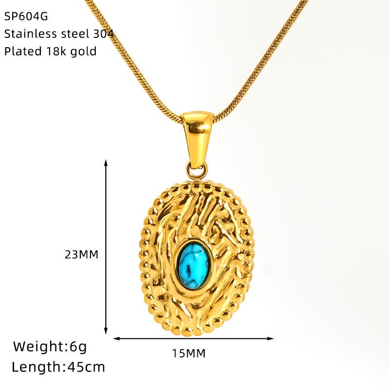 Acciaio al Titanio Turchese Occhio Maligno Collana Ciondolo Femminile Occhio del Demone Collana