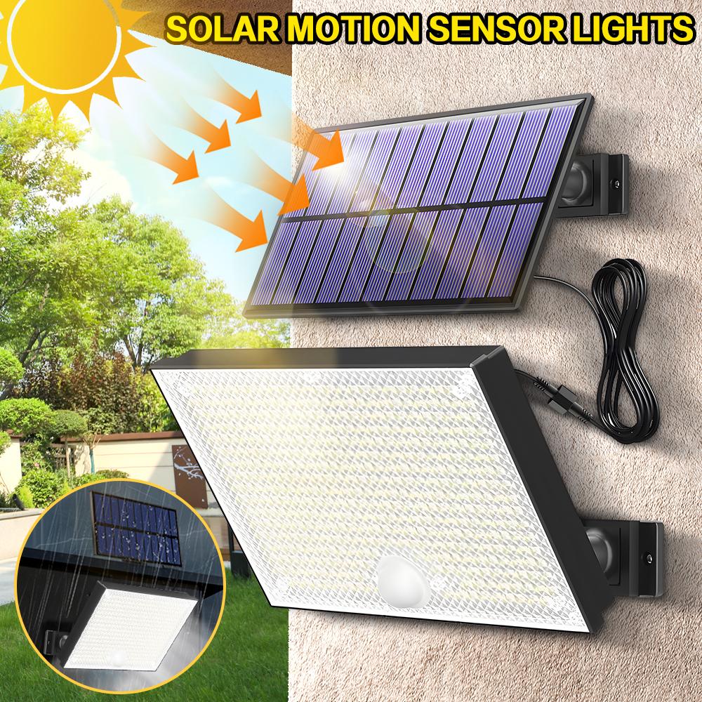 106/400 LED Solar Motion Sensor Floodlight, Outdoor Security Light with 16.4ft Cable, IP65 Waterproof for Garden Yard Driveway
