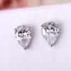 Pear Crystal Cubic Zirconia Stud Earrings Simple Versatile Ear Accessories for Women High Quality Silver Color Jewelry