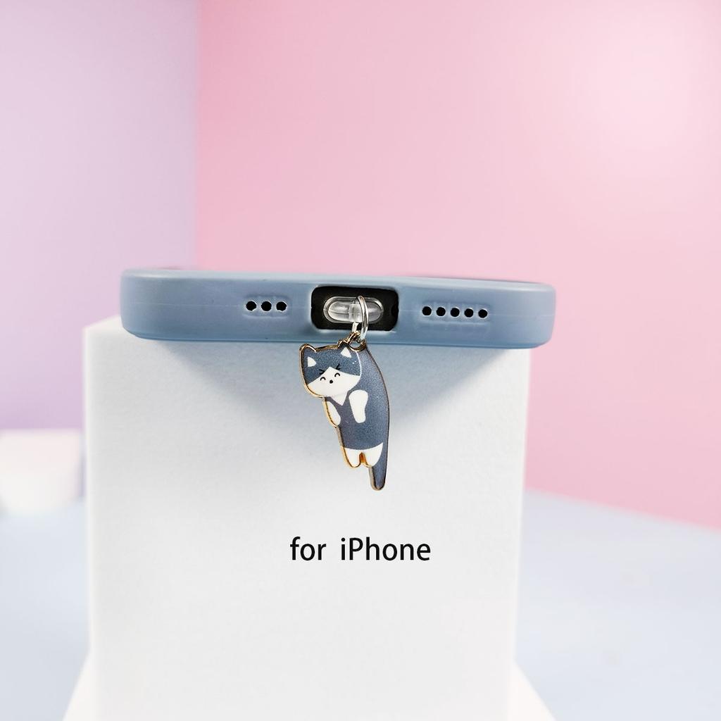 Ένα βύσμα σκόνης για κινητό γάτας κατάλληλο για iPhone για Samsung βύσμα σκόνης διεπαφής Type-C αξεσουάρ ανάρτησης τηλεφώνου χαριτωμένη γάτα