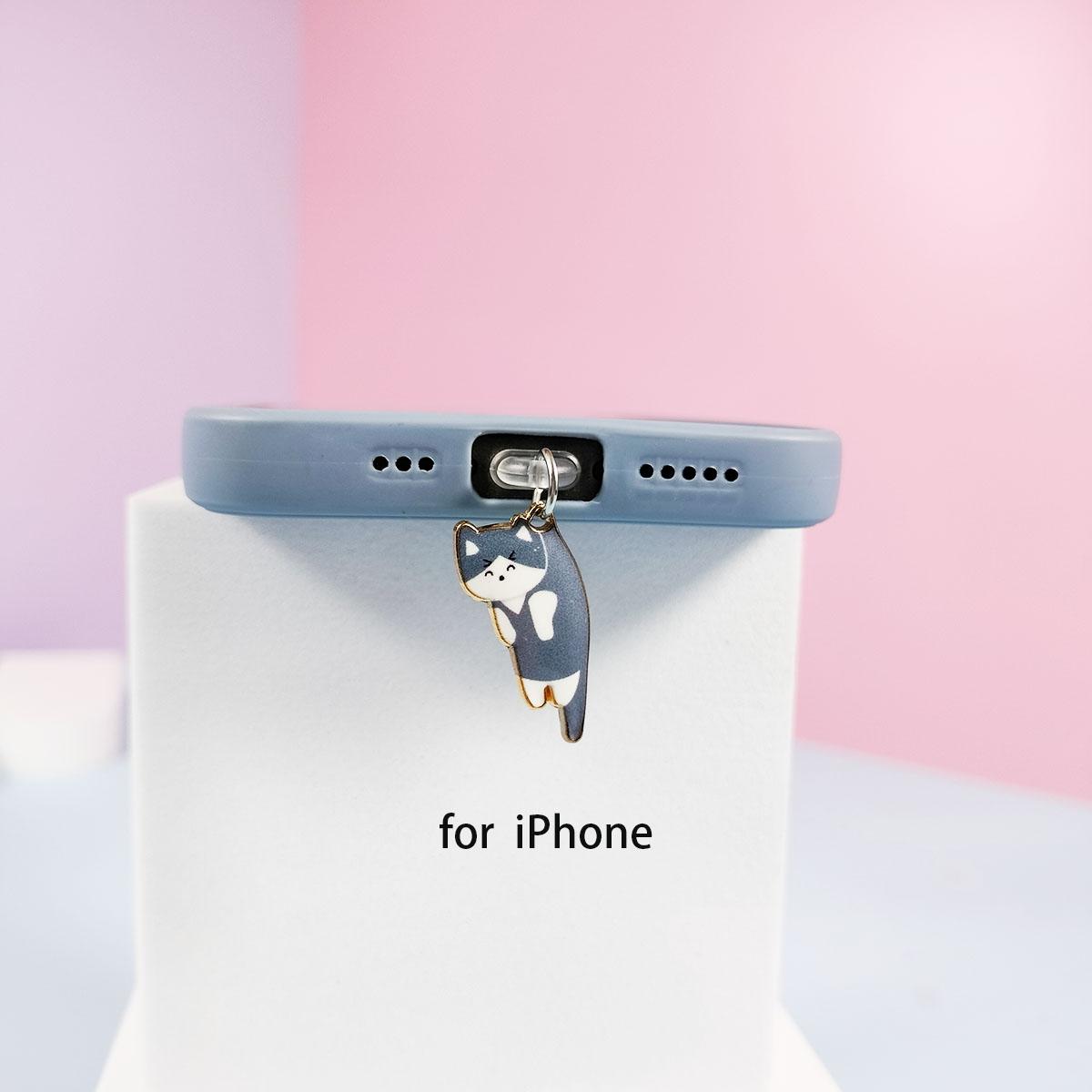 

Заглушка для телефона с кошкой, подходит для iPhone, для интерфейса Samsung Type-C, заглушка для телефона, подвеска, аксессуары, милый кот