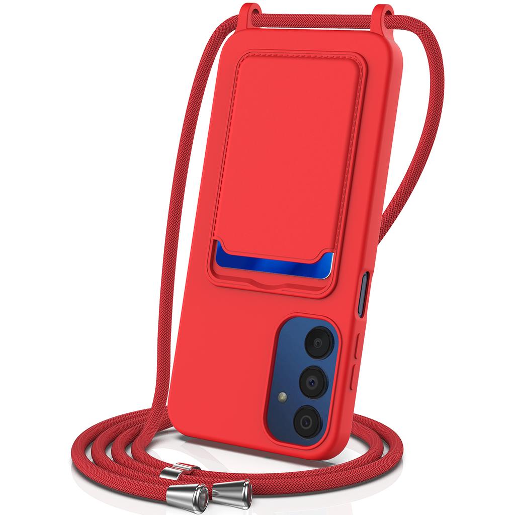 For Samsung Galaxy A15 4G/A15 5G Case Liquid Silicone Shockproof Phone Cover with Lanyard and Card Slot
