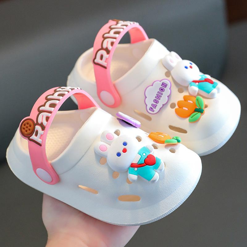Summer Head Hole Shoes, Cartoon Rabbit Girls Home Soft Bottom Baby Non-slip Boy Child Slippers