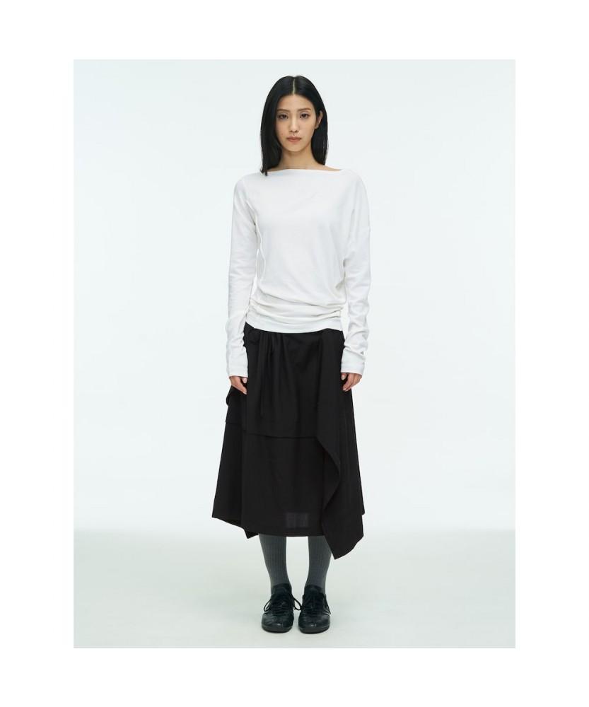 Anggae Asymmetrical Drape T-Shirt White
