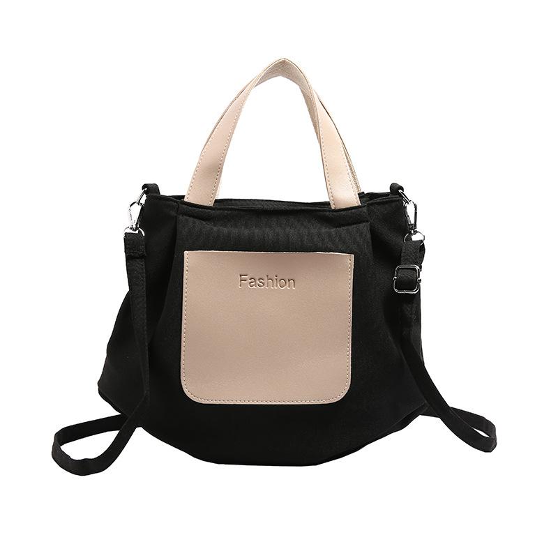 

Сумка из холста для студентов, женская, 2024, новая, модная, повседневная, с буквами, контрастного цвета, сумка-тоут чёрный