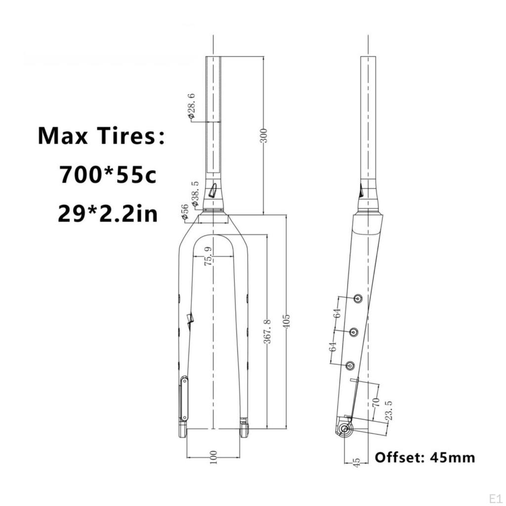Gravel Bike Fork with Thru Axle Internal Routing Carbon Rigid for Cyclists, Commuters, Road