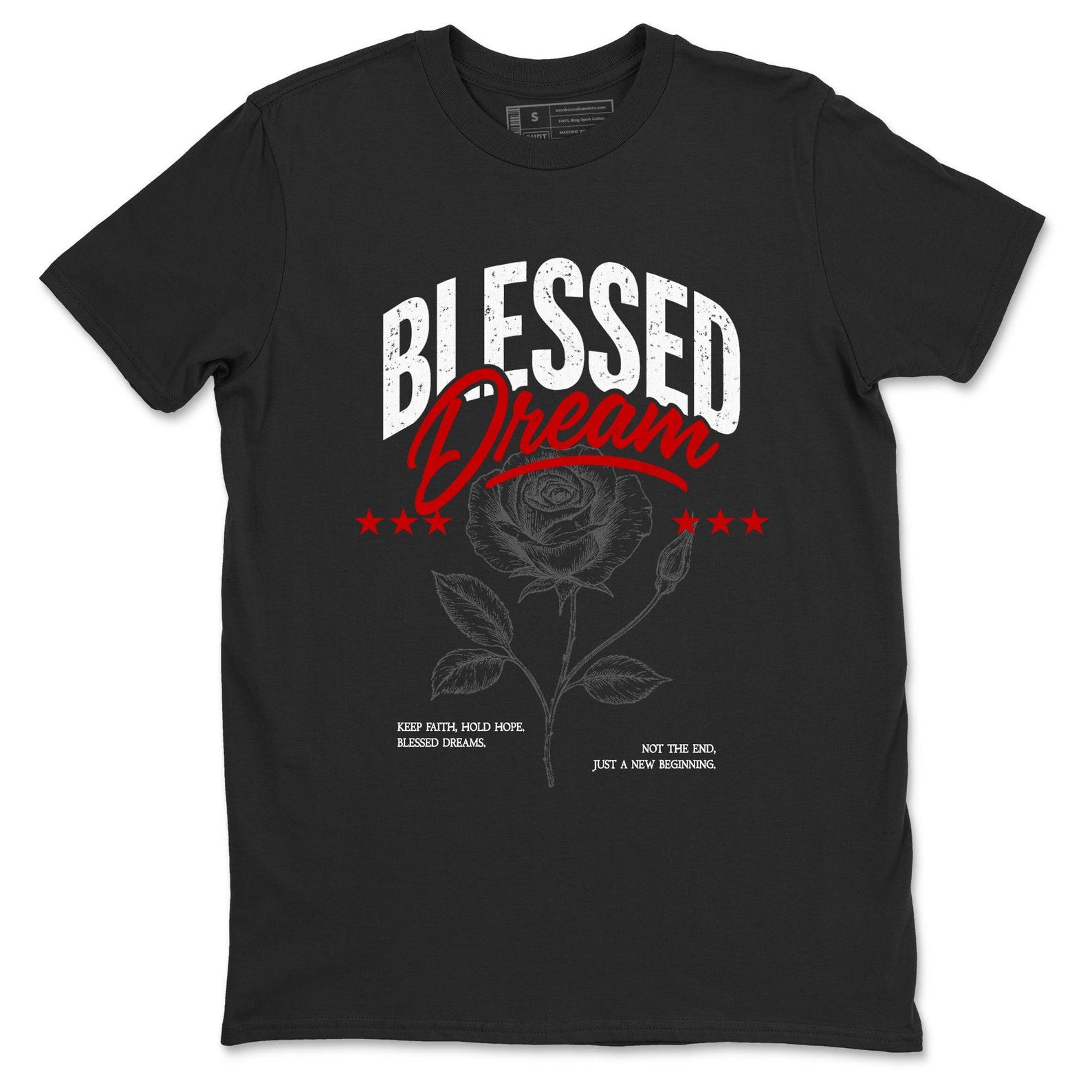 Blessed Dream Graphic Tee – Streetwear, Rose Design S