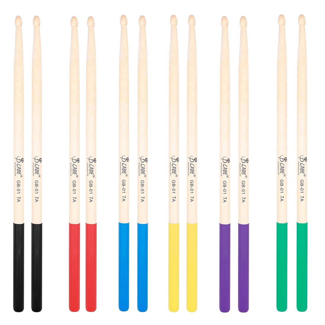 Non-slip Maple 5A Drumsticks for Jazz - Ideal for Children, Adults, and Beginners 1 Pair - Yellow