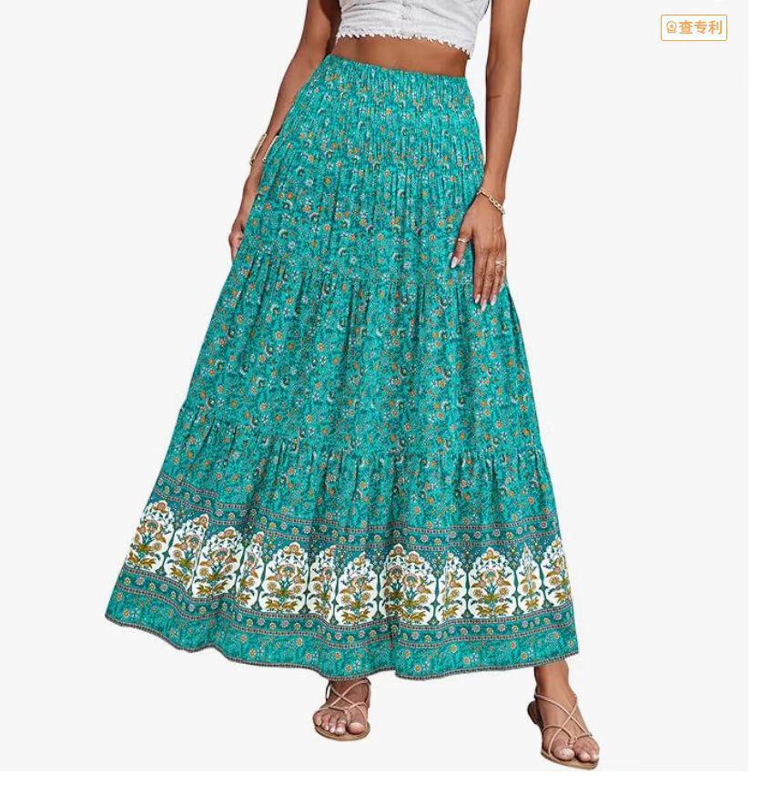 Bohemian High-Waisted Long Printed Skirt for Women - Casual Beachwear