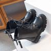 Girls  Boots Black Warm Motorcycle Boots Autumn Winter Kids Ankle Boots Double Zipper Anti-skid Children Rubber Boots