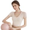 Mesh yoga clothes top women's 1011 new summer fitness clothes Pilates new short-sleeved wholesale with chest pads