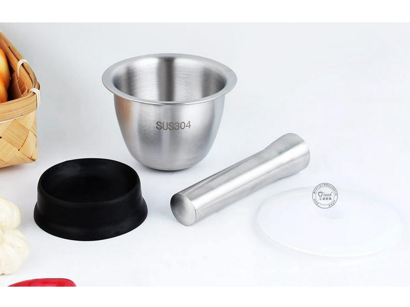 304 Stainless Steel Garlic Press & Grinder Mortar for Minced Garlic Paste