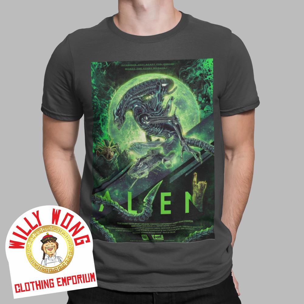 

Alien T-Shirt Retro Green Movie Aliens Action 80s 90s Action Space SCIFI Classic Unisex T-Shirt XL
