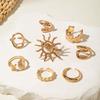 8Pcs/Set Vintage Metal Flower Shell Sun Rings Set for Women Punk Gold Color Irregular Adjustable Knuckle Ring Jewelry Gift