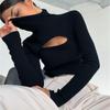 Women's Autumn & Winter Knit Chest-Revealing Long Sleeve Top - European and American Style