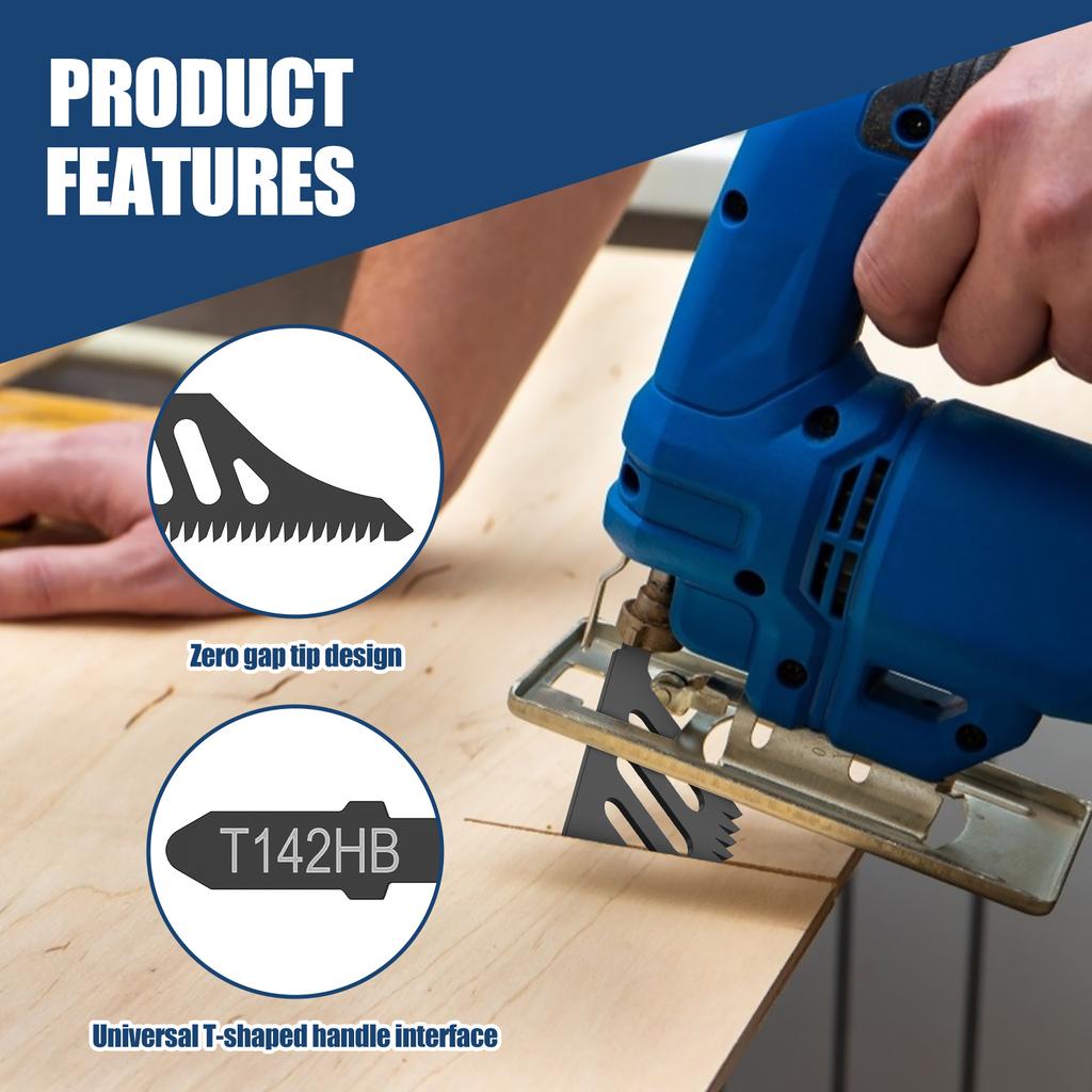 18TP T142HB Jigsaw Blade Heavy Duty T-shank Flush Cutting Replaceable Coarse Teeth Wood Aluminum Tight Spaces Precision Cut Too