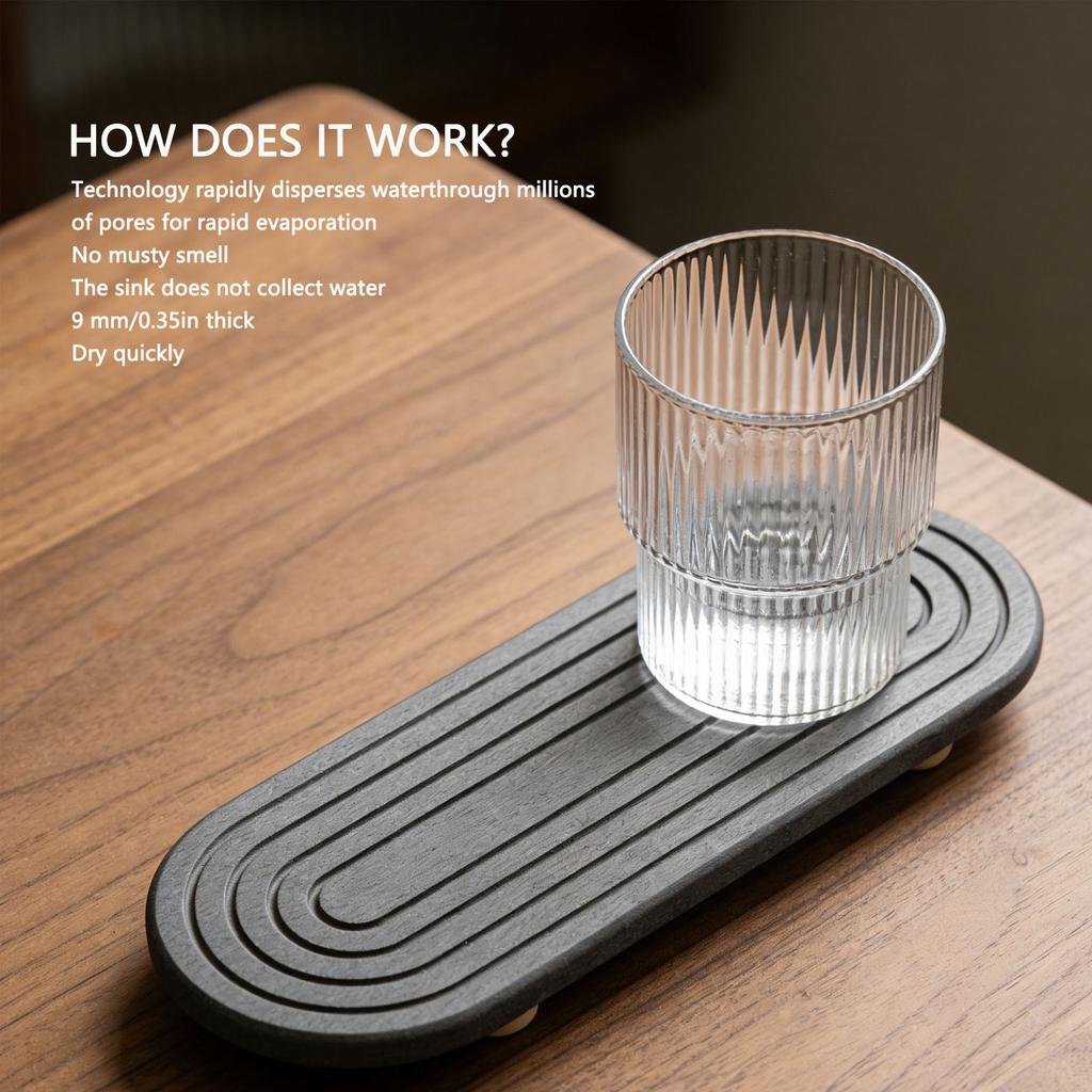 Water Absorbing Stone Tray for Sink Diatomite Quick Drying Stone Sink Tray for Kitchen Countertop Faucet