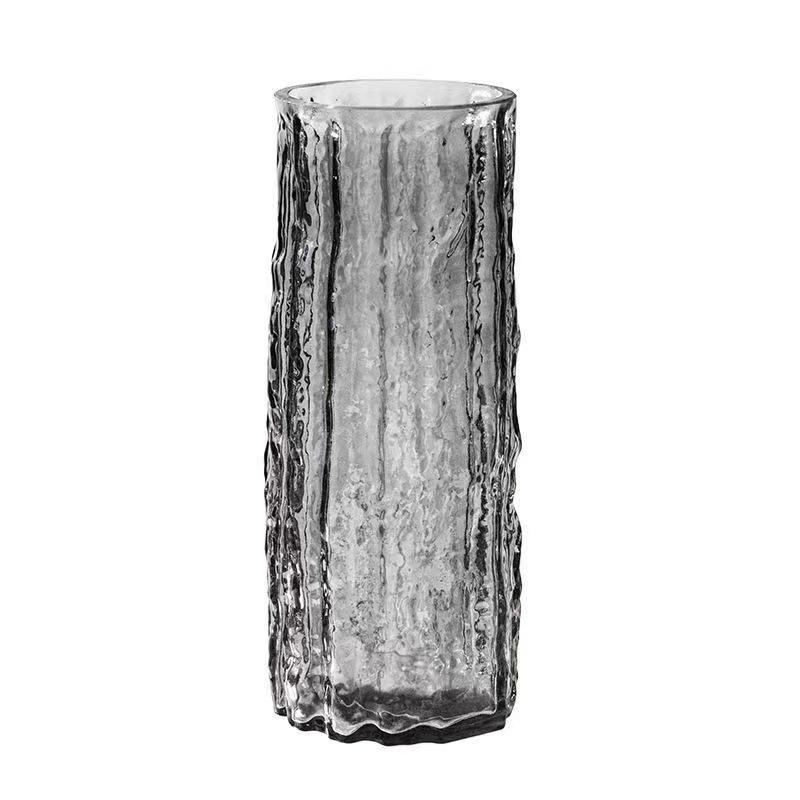 Glacier Glass Vase Transparent Flower Arrangement Vase for Rose Decor Modern Living Room Dining Table Centerpiece