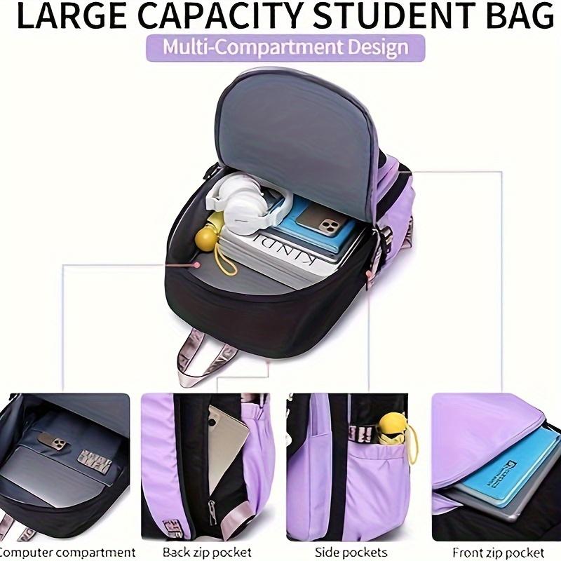 Capacity Large Schoolbag With Cute Plush Pendant Cute Girls Backpack Waterproof Nylon Fabric Bookbag For Kids Teens Students