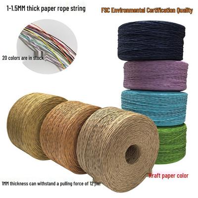 Kraftfarben Papierkordel (1-1,5 MM) - Einfache/Doppelte Schnur für Geschenkbox & Anhänger-Weben