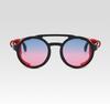 [Frog Flag] Round Sunglasses, Leather Shade, Windproof, Retro, Steampunk, Gothic, Bike (Red)