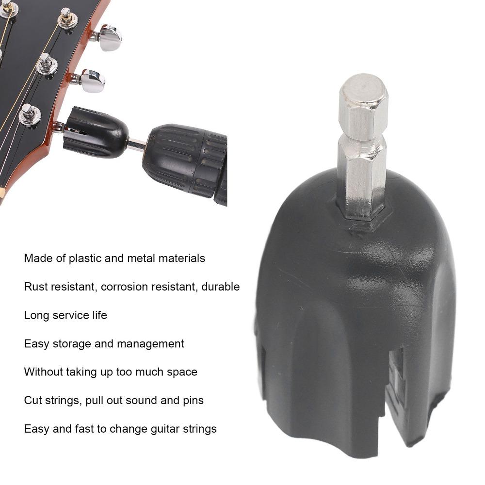 2PCS Plastic+Metal String Winder Head Black Tuning Peg Puller Guitar Maintenance