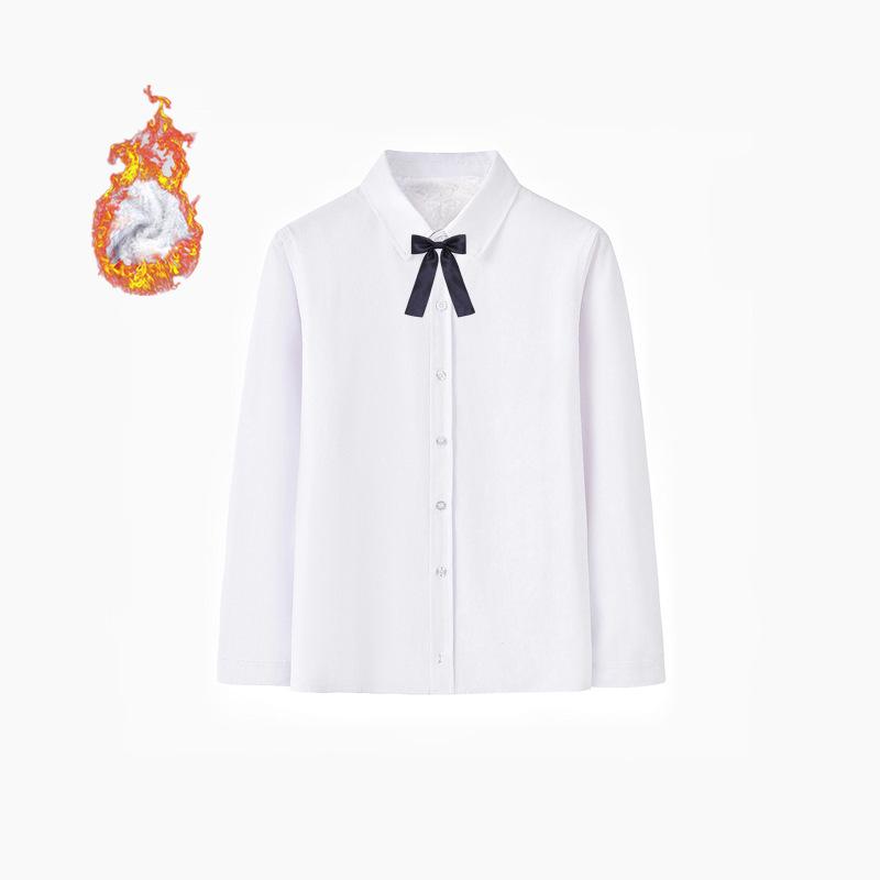 Kids' Fleece-Lined White Shirts and Thick Autumn/Winter Outfits
