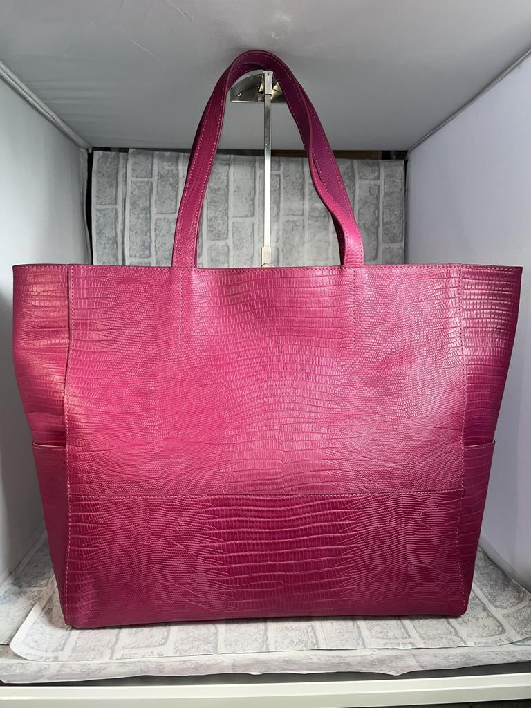 Rebecca Echte Rindsleder Eidechsenprägung Tragetasche für Männer und Frauen (JT-240321) Echte Rindsleder-Tragetasche, Unisex (Echsenprägung Rosa)