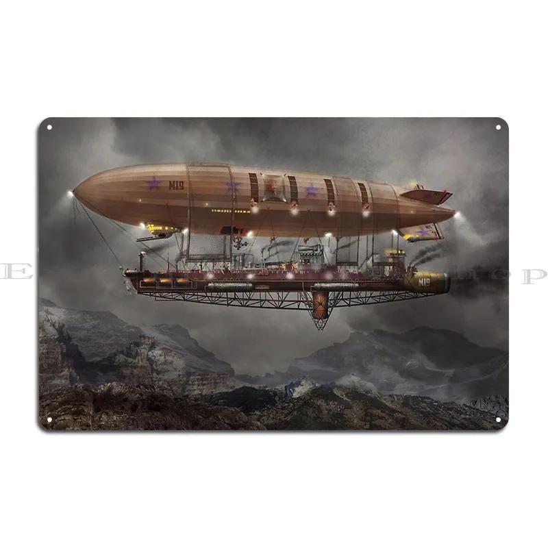 Steampunk Blimp Airship Maximus Metal Plaque Poster Painting Living Room Cinema Designing Cave Tin Sign Poster