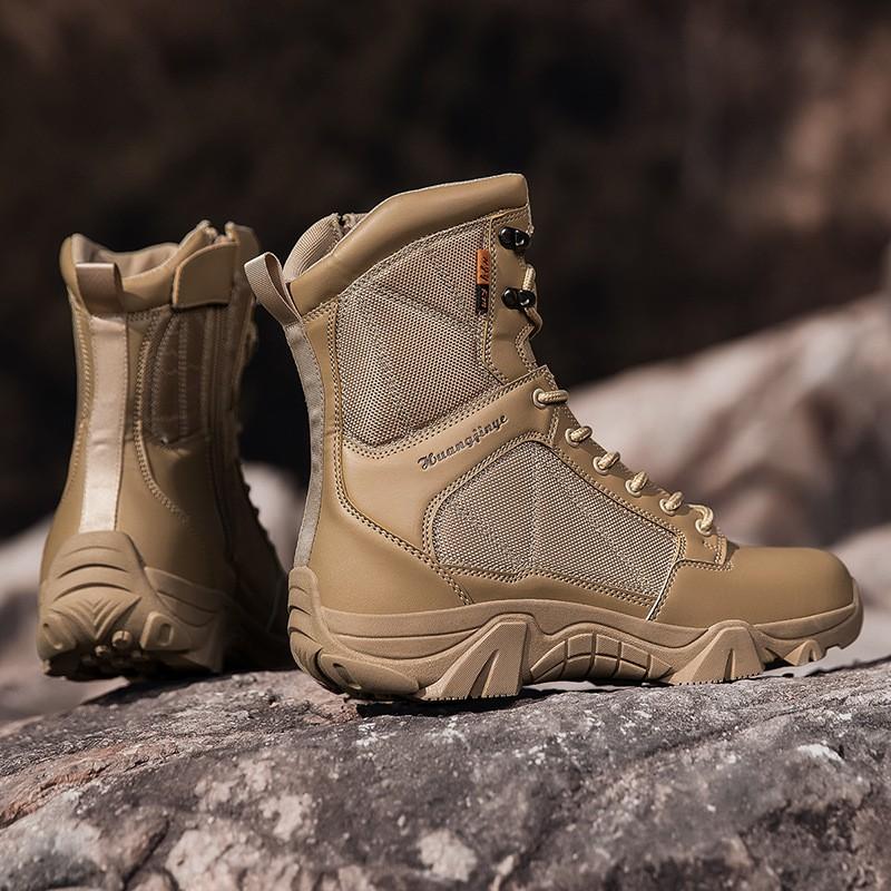 Mens High-Top Steel Toe Tactical Boots Waterproof Outdoor Safety Shoes Snow Hiking Camping