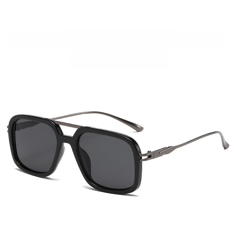 Retro Double Beam Square Glasses Men Outdoor Uv400 Sunblock For Driving And Sports