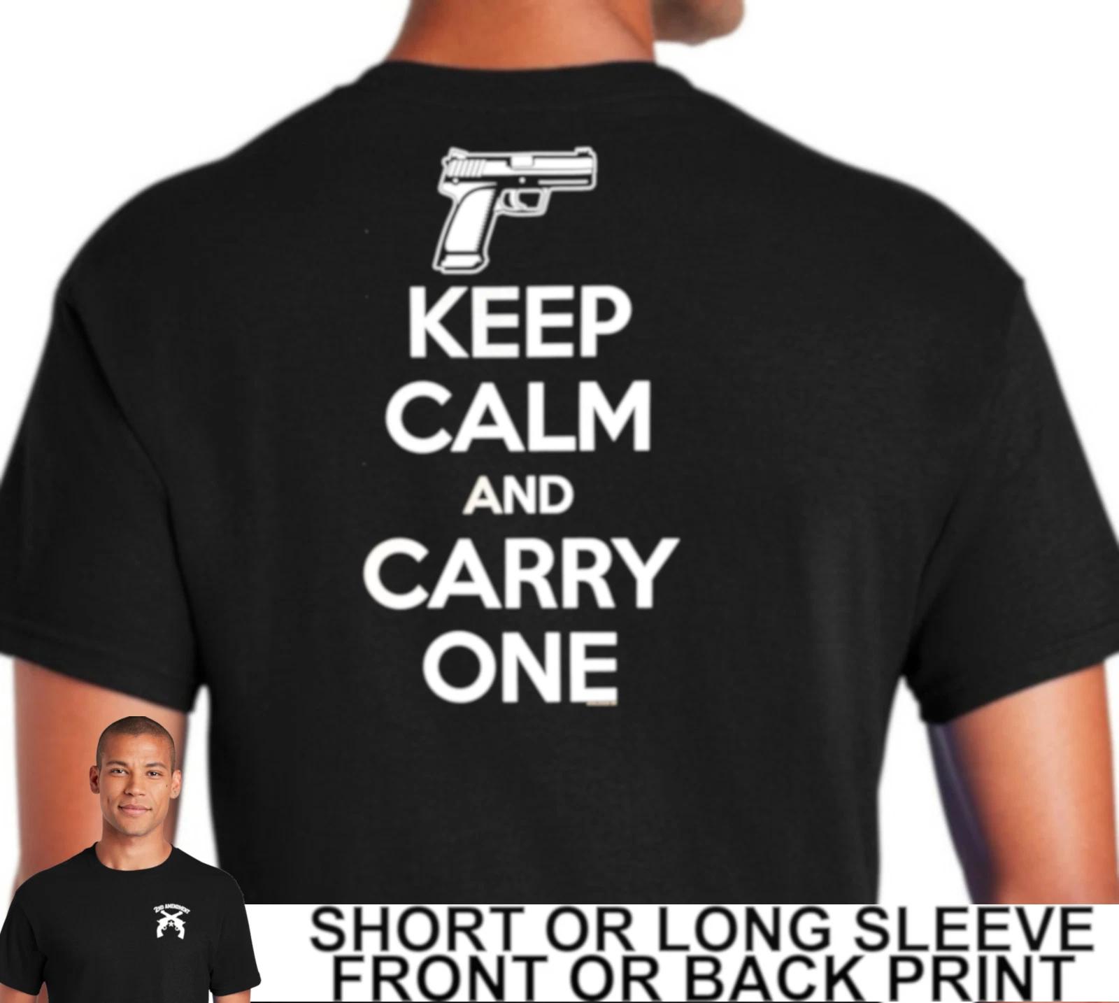 2nd Amendment Keep Calm And Carry One Handgun Pro Gun Rights Mens T Shirt L