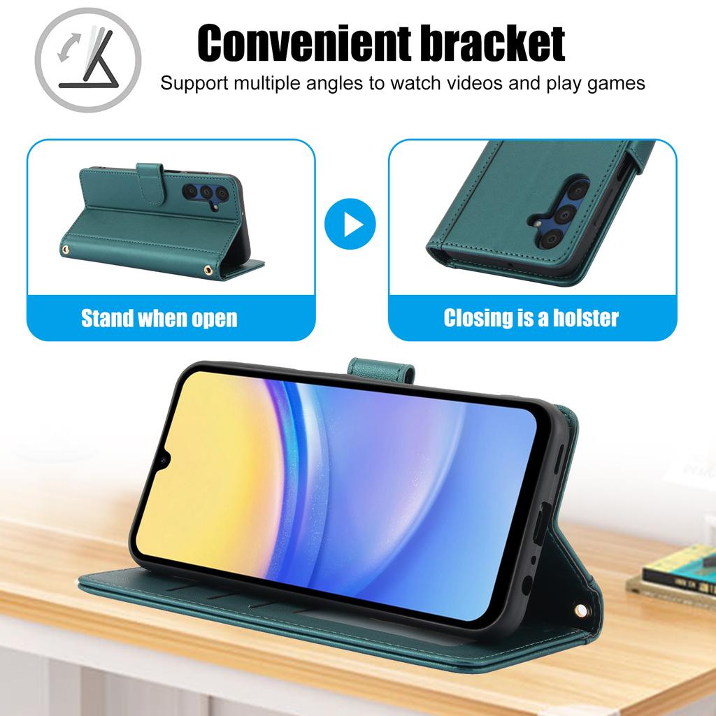 SY-003 For Samsung Galaxy A16 5G/A16 4G Case PU Leather Stand View Phone Wallet Cover with Hand Strap