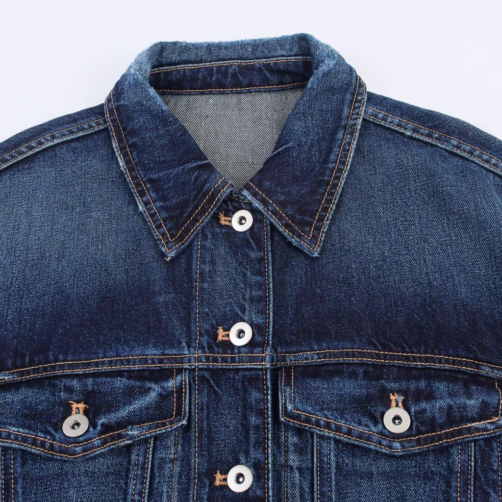 European Style 2025 Women's Single-Breasted Mid-Length Denim Jacket