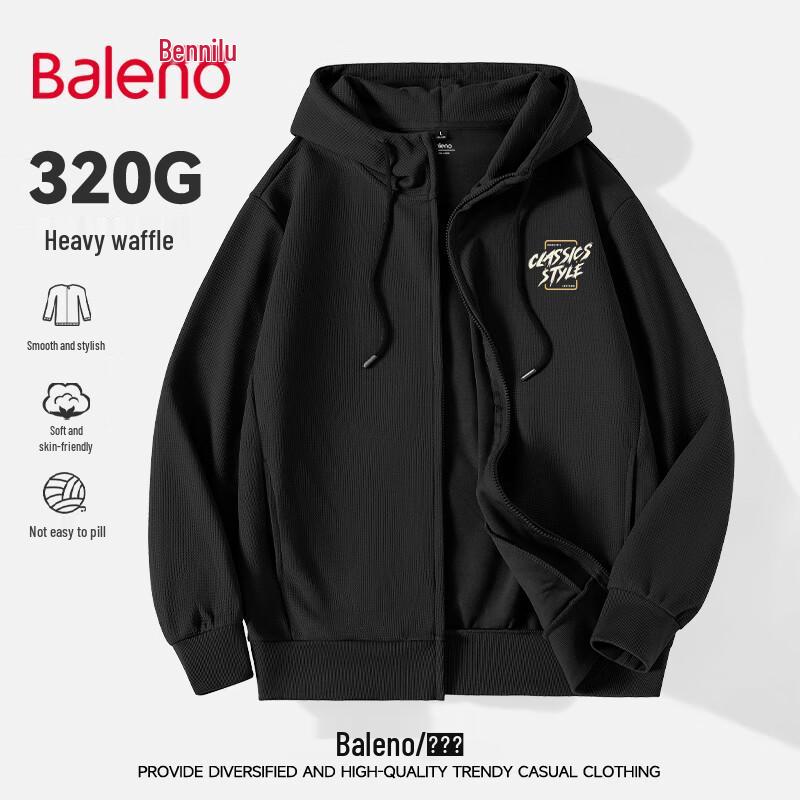 Baleno Men's Waffle Knit Hooded Zip-Up Sweatshirt