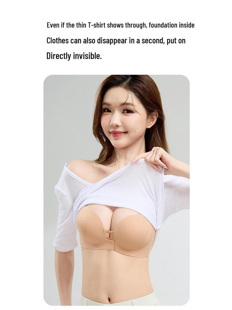 Front Buckle Seamless Strapless Bra - Push Up, Non-Slip, No Underwire, Enhances Small Chest